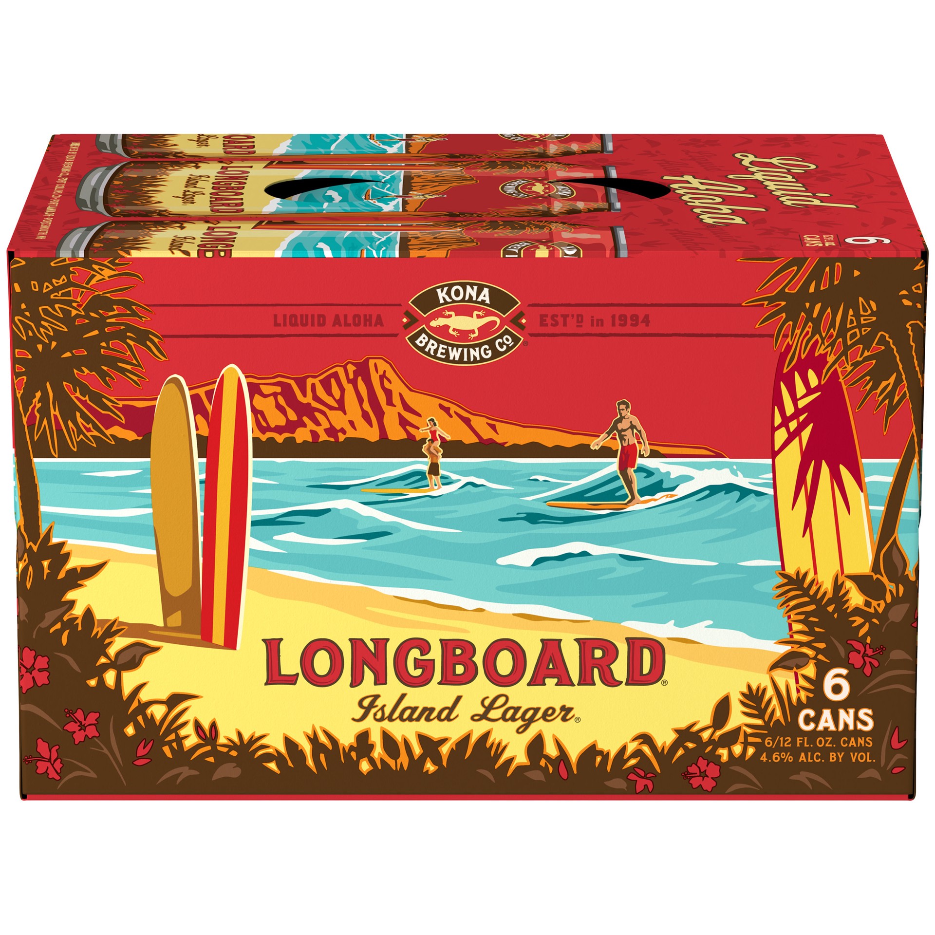 slide 2 of 2, Kona Brewing Co. Brewing Co. Longboard Island Lager Beer, 6 Pack 12 FL OZ Cans, 6 ct