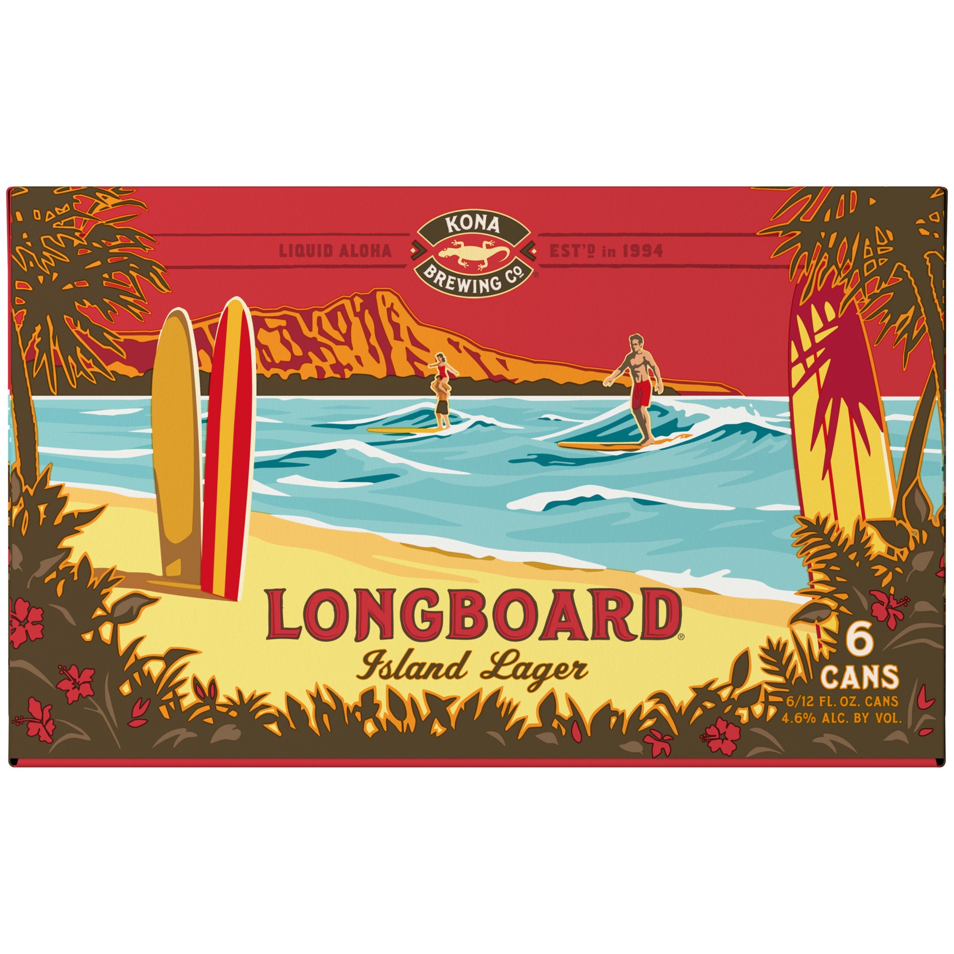 slide 1 of 2, Kona Brewing Co. Brewing Co. Longboard Island Lager Beer, 6 Pack 12 FL OZ Cans, 6 ct