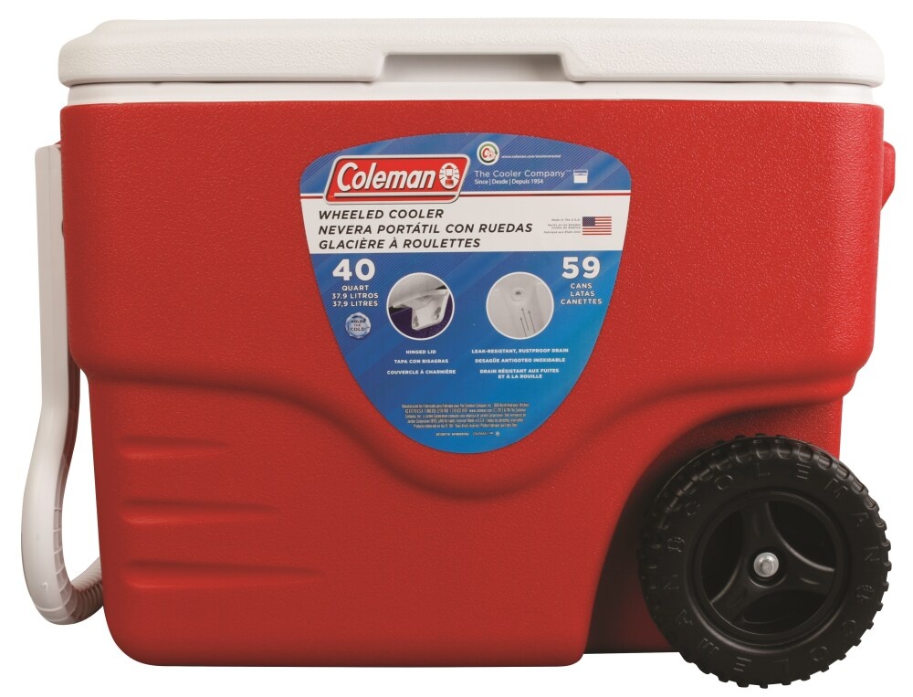 slide 1 of 1, Coleman Wheeled Cooler - Red, 40 qt