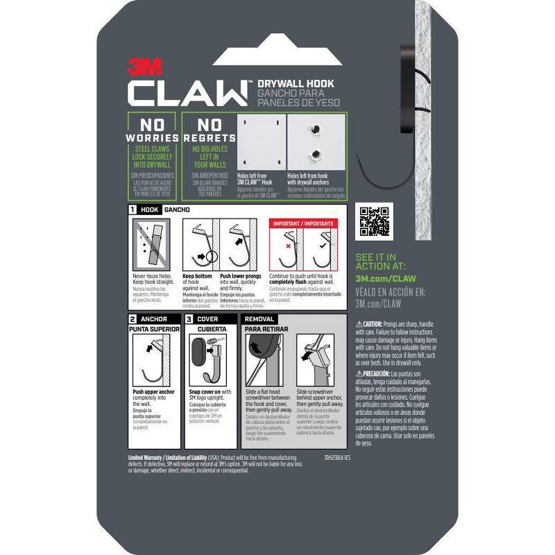 slide 8 of 12, 3M Claw 25 lb Drywall Hook 1 ea, 25 lb