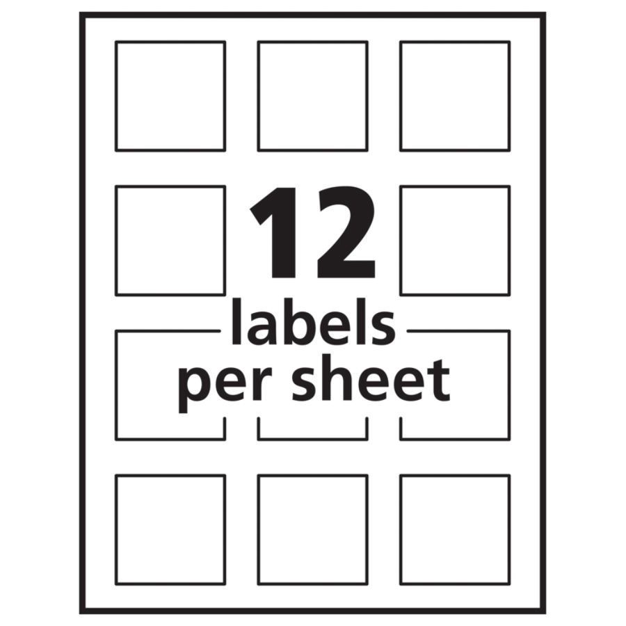 slide 7 of 9, Avery Print-To-The-Edge Labels, 22853, Square, Glossy Clear, 120 ct; 2 in x 2 in