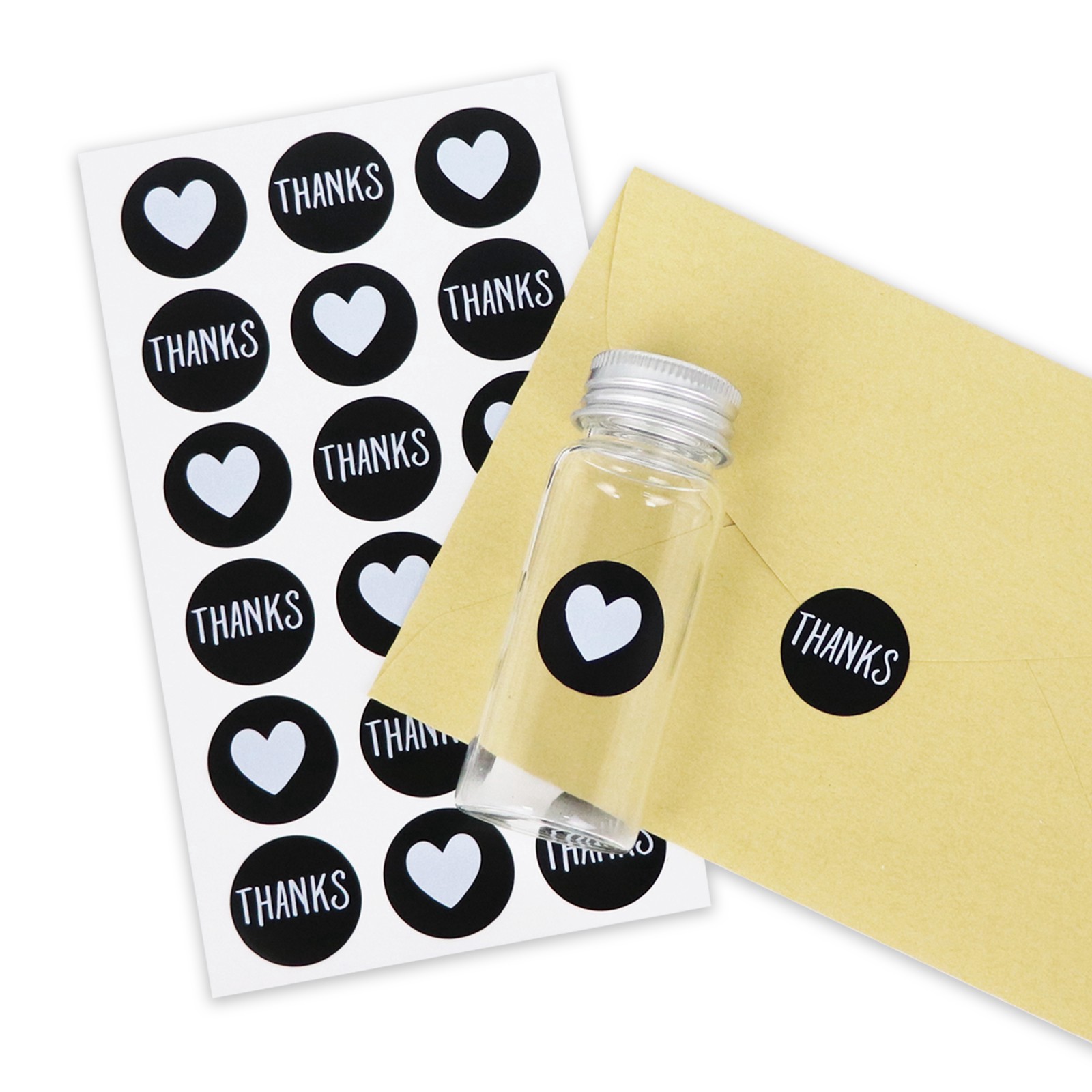 slide 2 of 4, Thanks & Hearts Round Label Stickers By Recollections, 4 in x 7 in