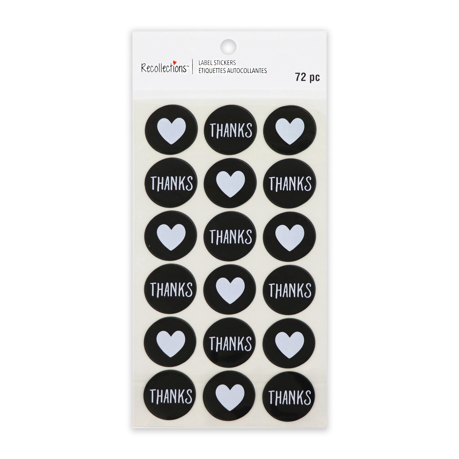 slide 3 of 4, Thanks & Hearts Round Label Stickers By Recollections, 4 in x 7 in