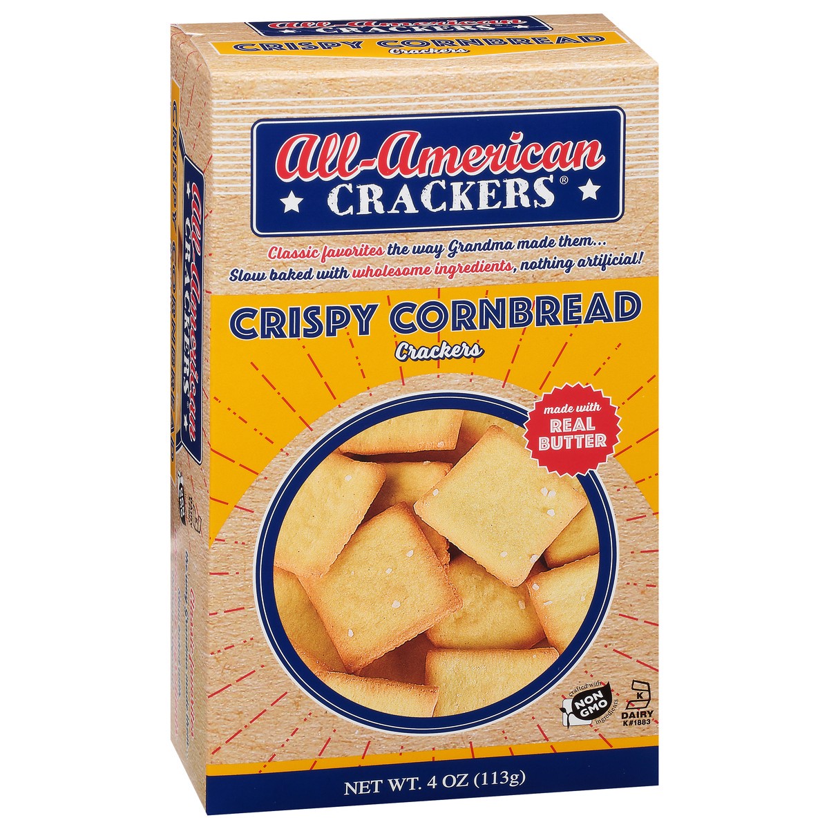 slide 2 of 9, All-American Crackers Crispy Cornbread 4 oz, 4 oz