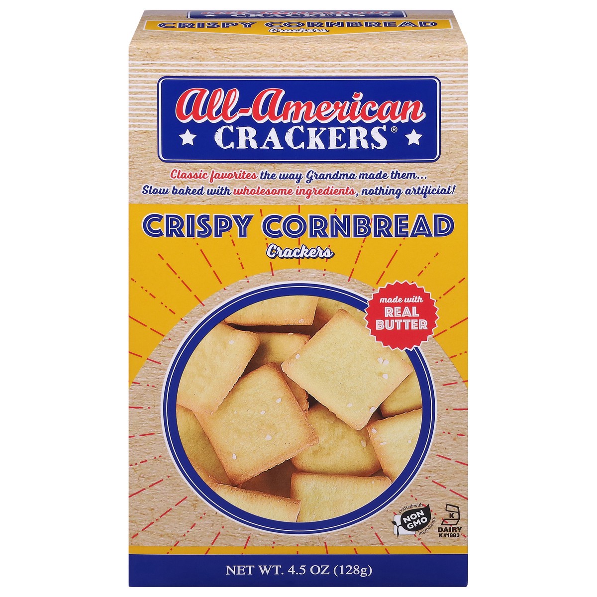 slide 1 of 9, All-American Crispy Cornbread Crackers 4.5 oz, 4.5 oz