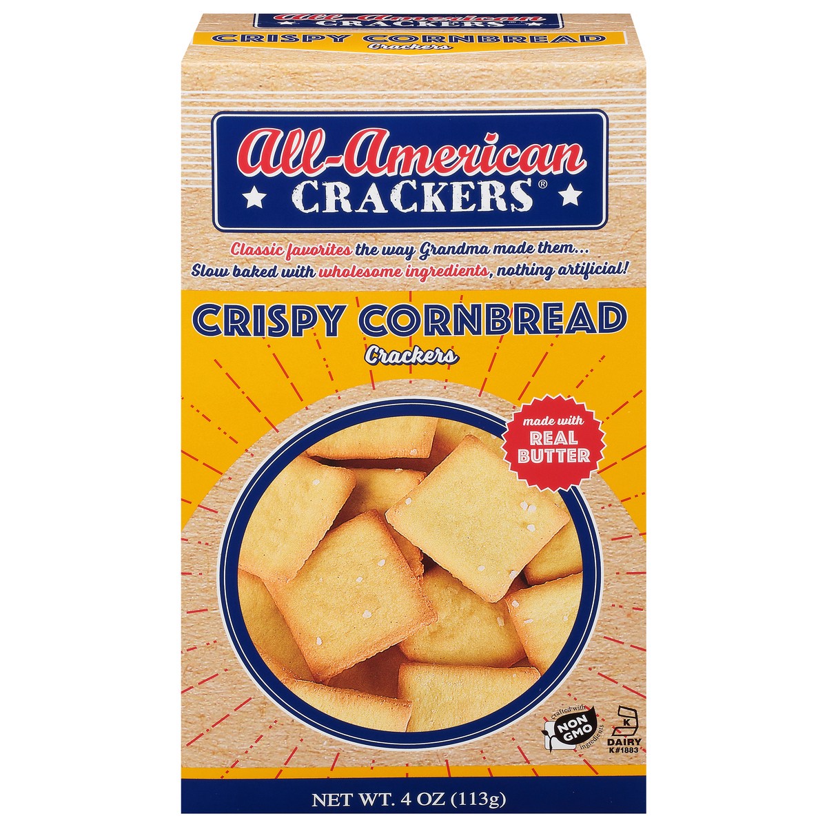 slide 1 of 9, All-American Crackers Crispy Cornbread 4 oz, 4 oz