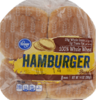 slide 1 of 1, Kroger 100% Whole Wheat Hamburger Buns, 14 oz