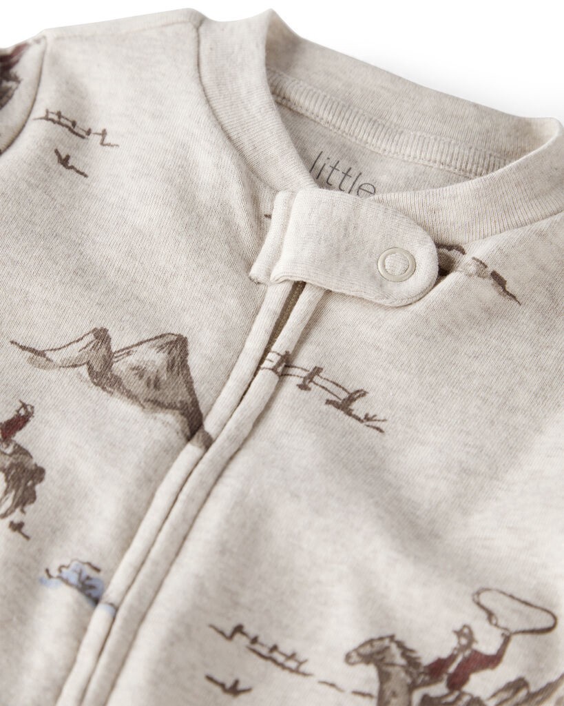 slide 3 of 3, Littleplanet Baby Organic Cotton Sleep & Play Pajamas in Western Rodeo Print Western Rodeo NB, 1 ct