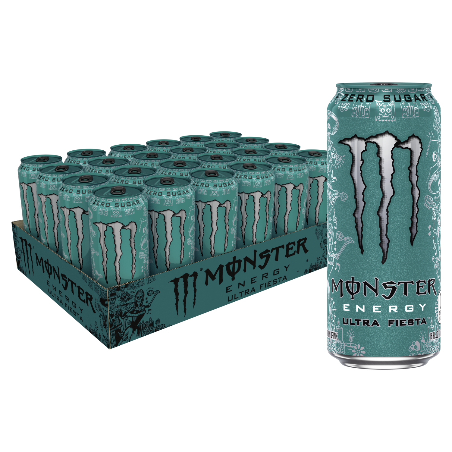 slide 1 of 4, Monster Energy Ultra Fiesta, Sugar Free Energy Drink - 16 oz, 16 oz