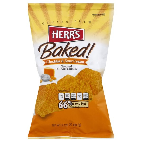 slide 1 of 6, Herr's Cheddar & Sour Cream Baked Chips, 2.125 oz