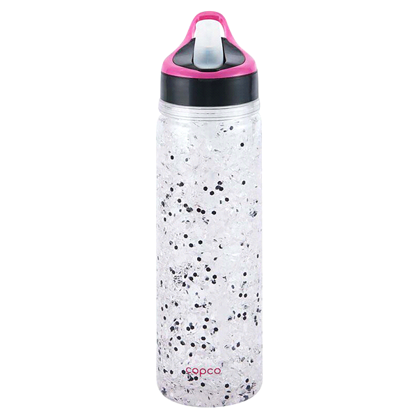 slide 1 of 1, Copco Double Wall Tritan Water Bottle with Crackle Gel White Glitter, 18 oz