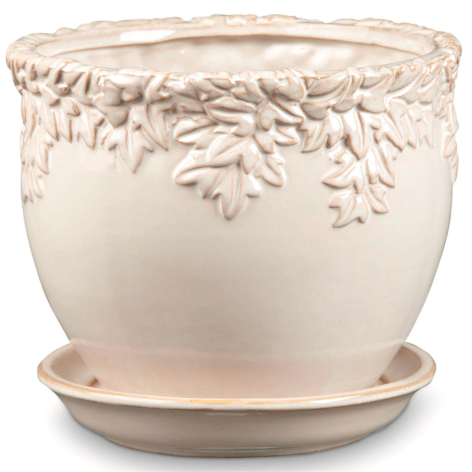 slide 1 of 1, Ivy League Jardiniere Ceramic Planter, Moonstone White 7.5", 7.5 in