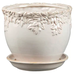 New England Pottery Planter Ivy League Square Moonstone