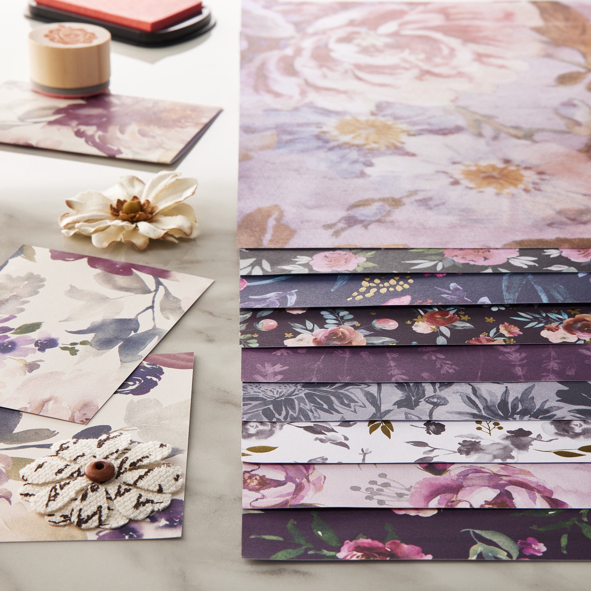 slide 2 of 3, Dark Watercolor Florals Paper Pad By Recollections, 12" X 12", 12 in x 12 in