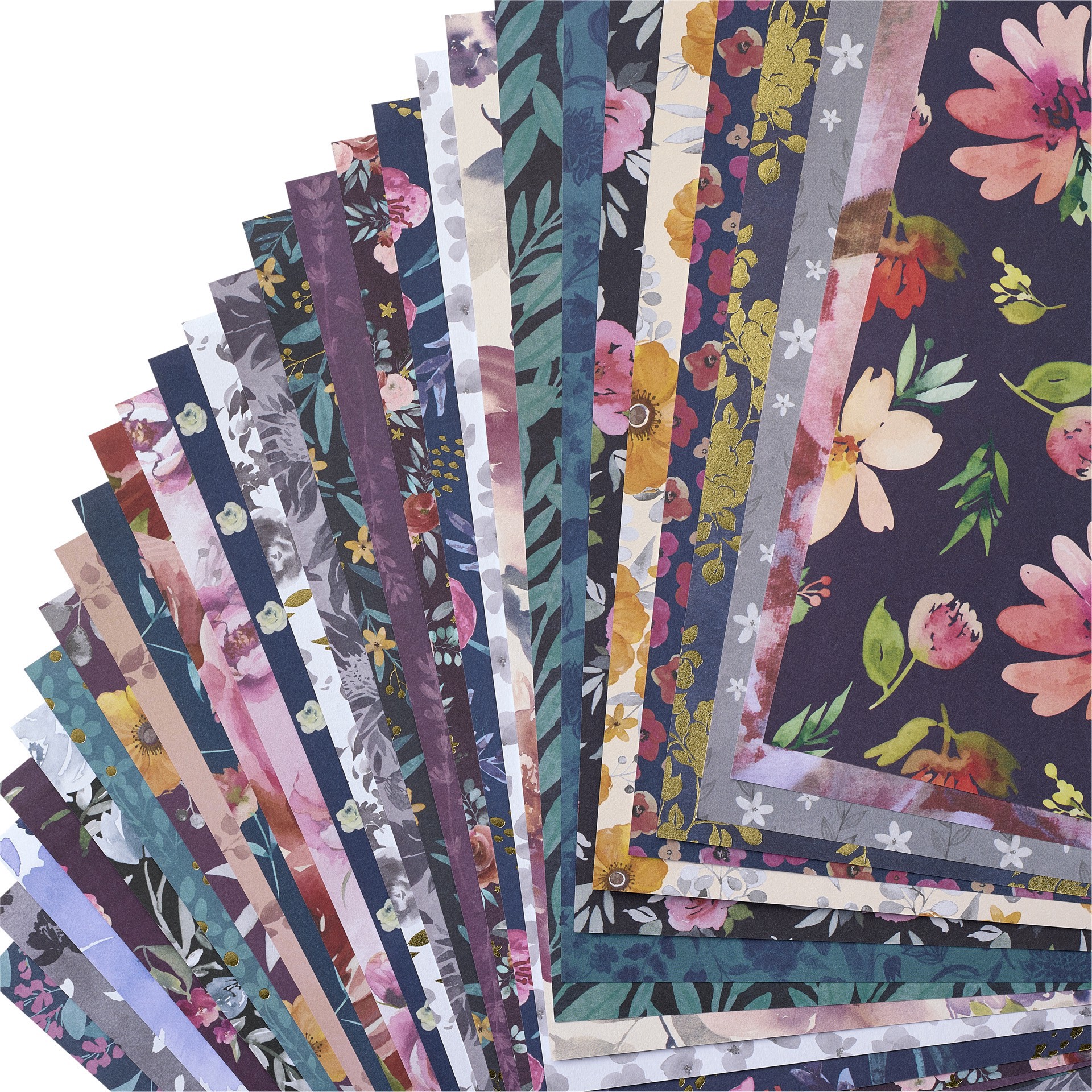 slide 3 of 3, Dark Watercolor Florals Paper Pad By Recollections, 12" X 12", 12 in x 12 in