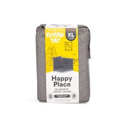 EveryYay Happy Place Grey Blackout Dog Crate Cover, 43.25" L X 29" W X 29.5" H