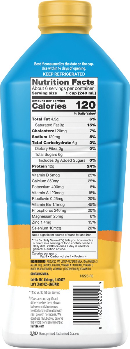 slide 6 of 7, fairlife 2% Reduced Fat Ultra-Filtered Milk with DHA Omega-3, Lactose Free, 52 fl oz, 52 fl oz