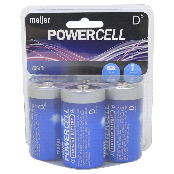 slide 1 of 2, Meijer Powercell Battery D, 6 ct