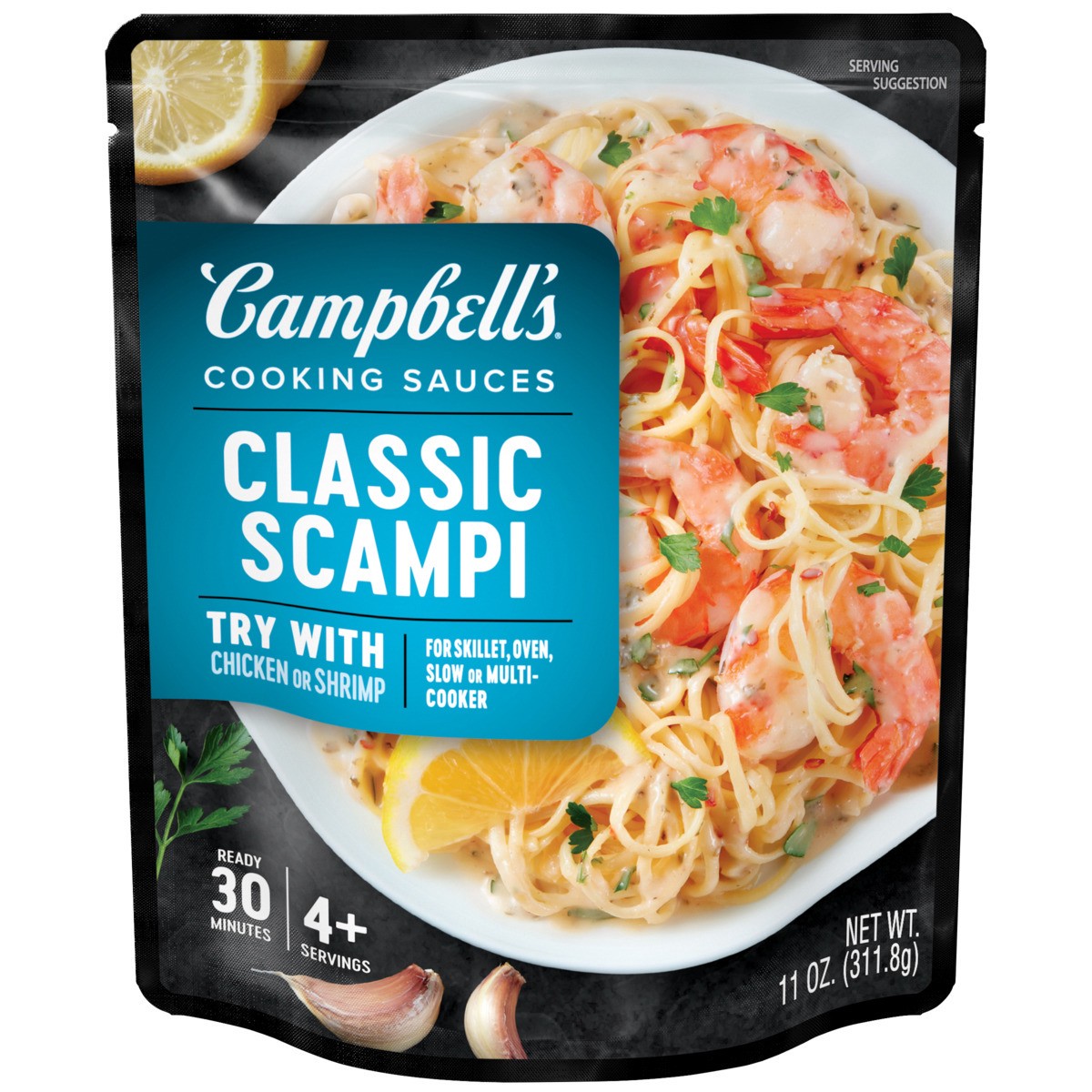 slide 1 of 1, Campbell's Cooking Sauces, Classic Shrimp Scampi Sauce, 11 Oz Pouch, 11 oz