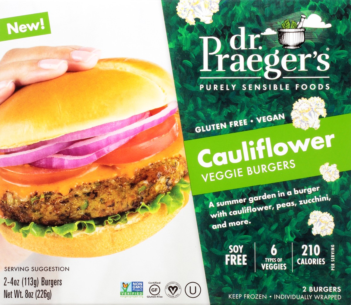 slide 6 of 9, Dr. Praeger's Cauliflower Veggie Burgers 2 - 4 oz Packs, 2 ct