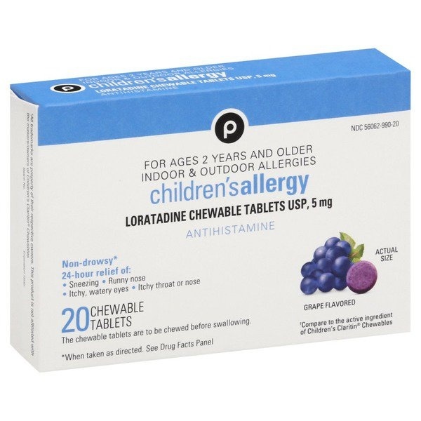 slide 1 of 1, Publix Children's Allergy, Grape Flavored, Chewable Tablets, 20 ct