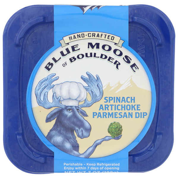 slide 1 of 1, Blue Moose Of Boulder Spinach Artichoke Parmesan Dip - 7 Oz, 