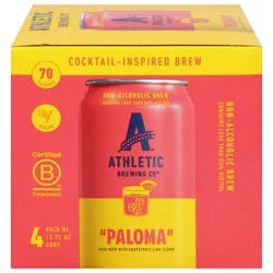 Athletic Brewing Co Non-Alcoholic Paloma Brew - 4 x 12 fl oz Cans