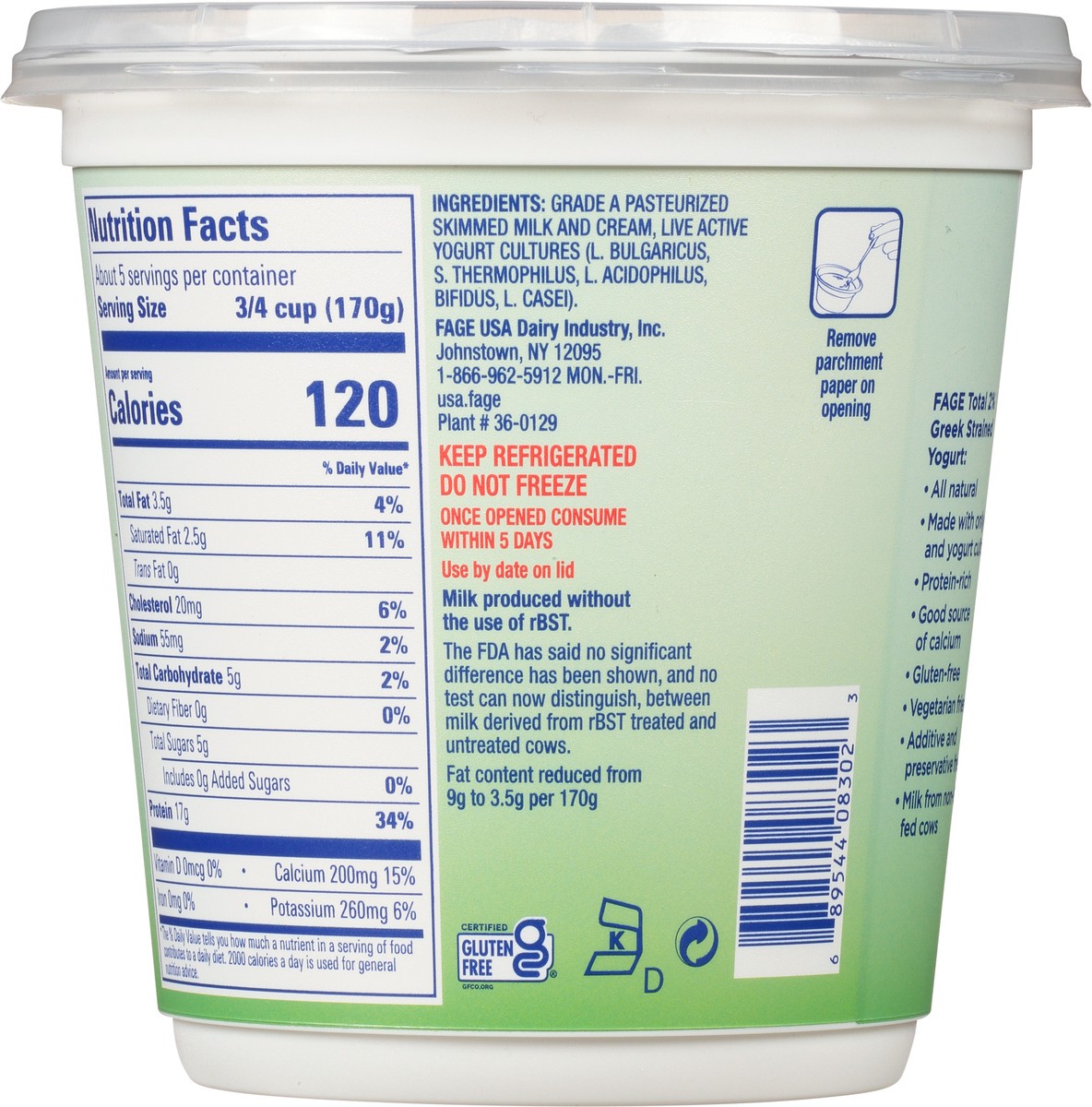 slide 5 of 9, Fage Total Greek Strained Reduced Fat Yogurt 32 oz, 32 oz