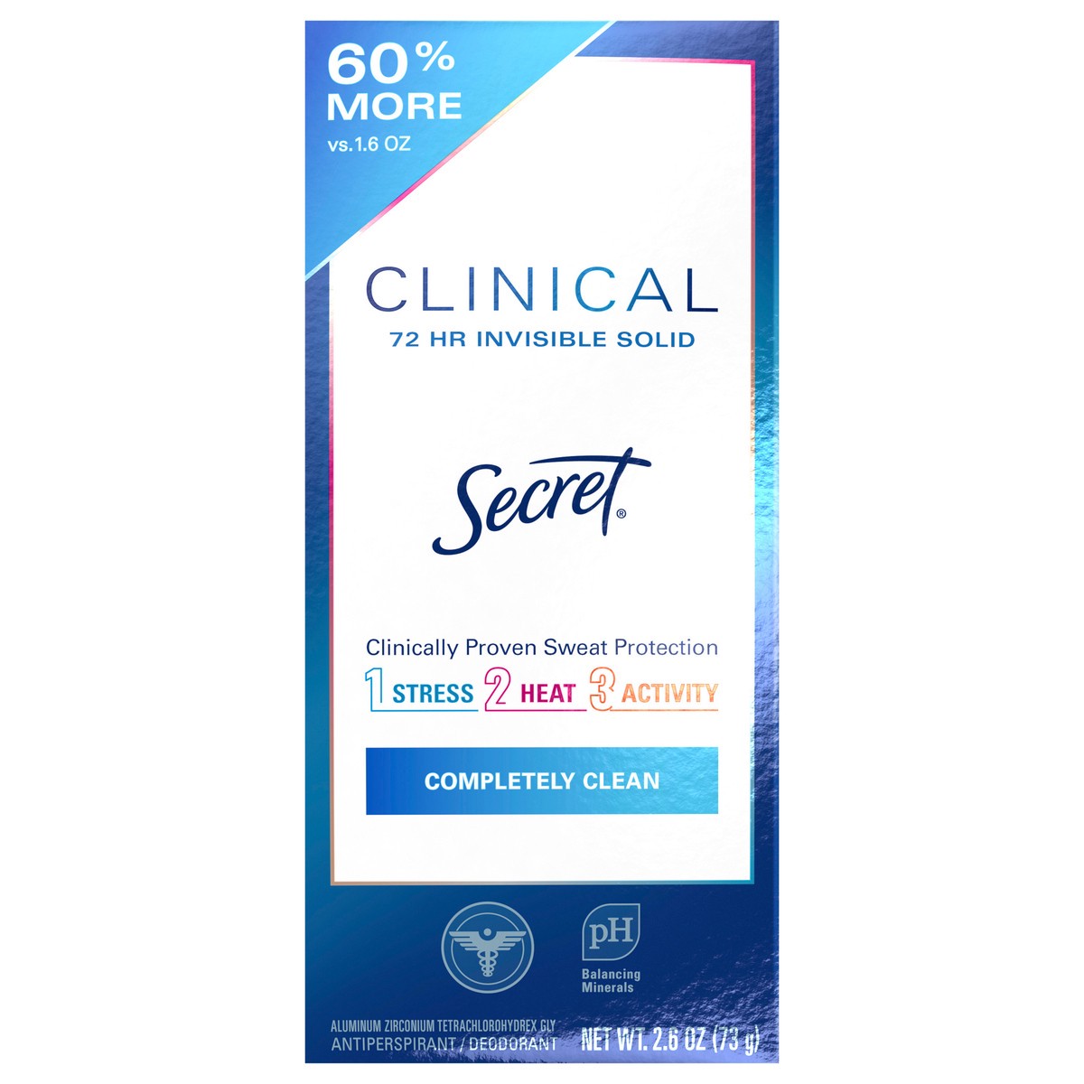 slide 1 of 59, Secret Clinical Strength Invisible Solid Antiperspirant and Deodorant for Women, Completely Clean, 2.6 oz, 2.6 oz