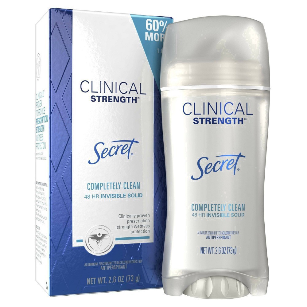 slide 55 of 59, Secret Clinical Strength Invisible Solid Antiperspirant and Deodorant for Women, Completely Clean, 2.6 oz, 2.6 oz