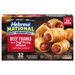 Hebrew National Beef Franks in a Puff Pastry Blanket, Frozen Snacks, 18.4 oz., 32 Count Pack