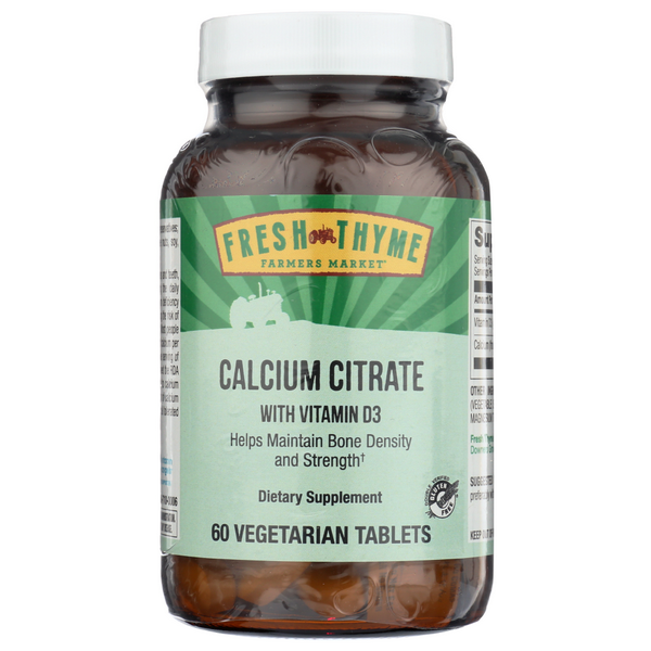 slide 1 of 1, Fresh Thyme Calcium Citrate With Vitamin D3 Veg, 60 ct
