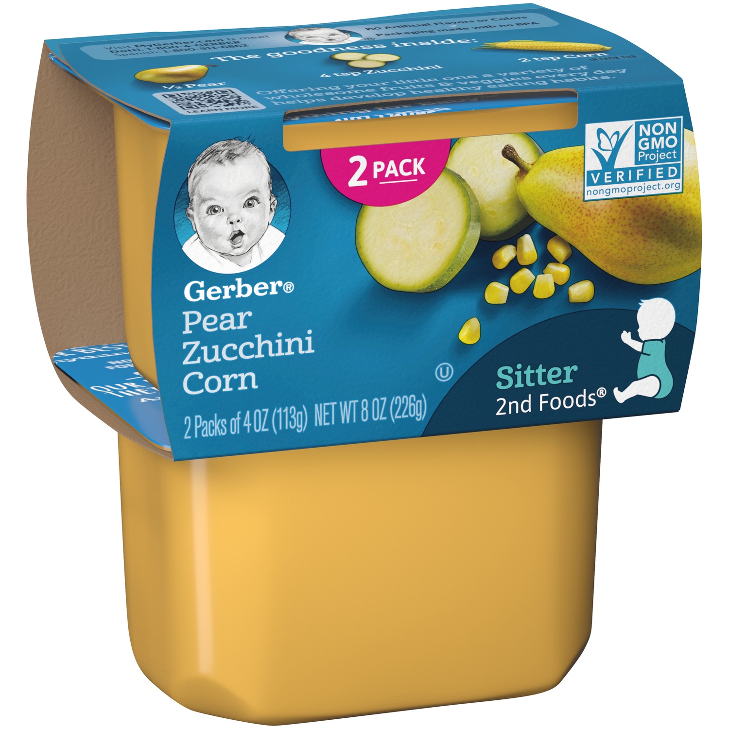 slide 3 of 9, Gerber 2nd Foods Pear Zucchini Corn, 2 ct; 4 oz