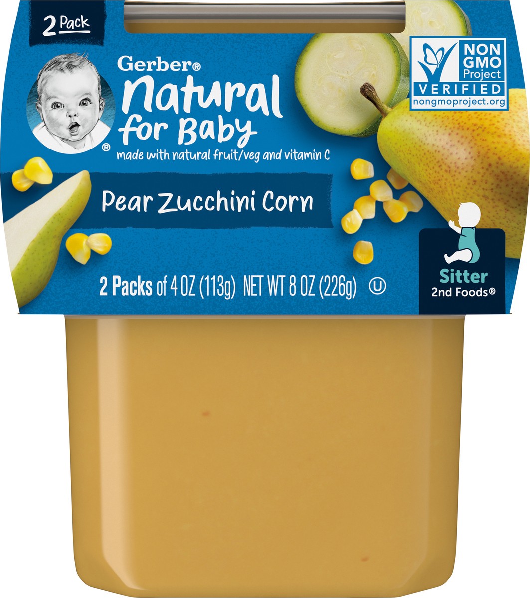 slide 4 of 13, Gerber Natural for Baby 2 Pack Pear Zucchini Corn 2 - 4 oz Packs, 2 ct
