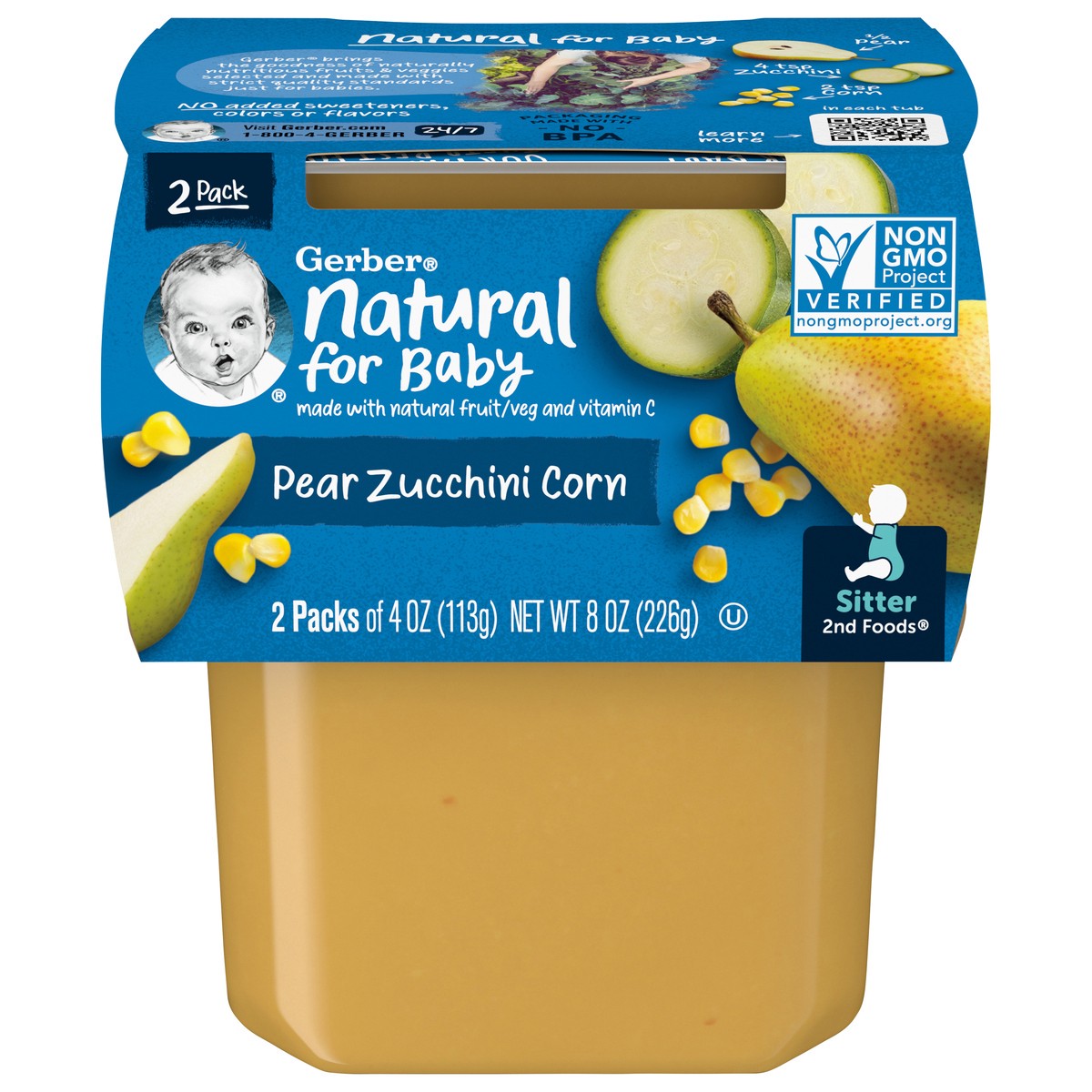 slide 1 of 13, Gerber Natural for Baby 2 Pack Pear Zucchini Corn 2 - 4 oz Packs, 2 ct
