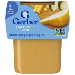 Gerber 2nd Foods Natural for Baby Pear Zucchini Corn - 4 oz Tubs (2 Pack)