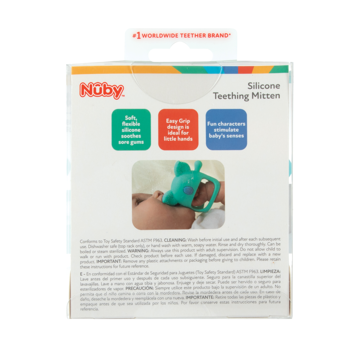 slide 2 of 4, Nuby Silicone Teething Mitten, 1 ct