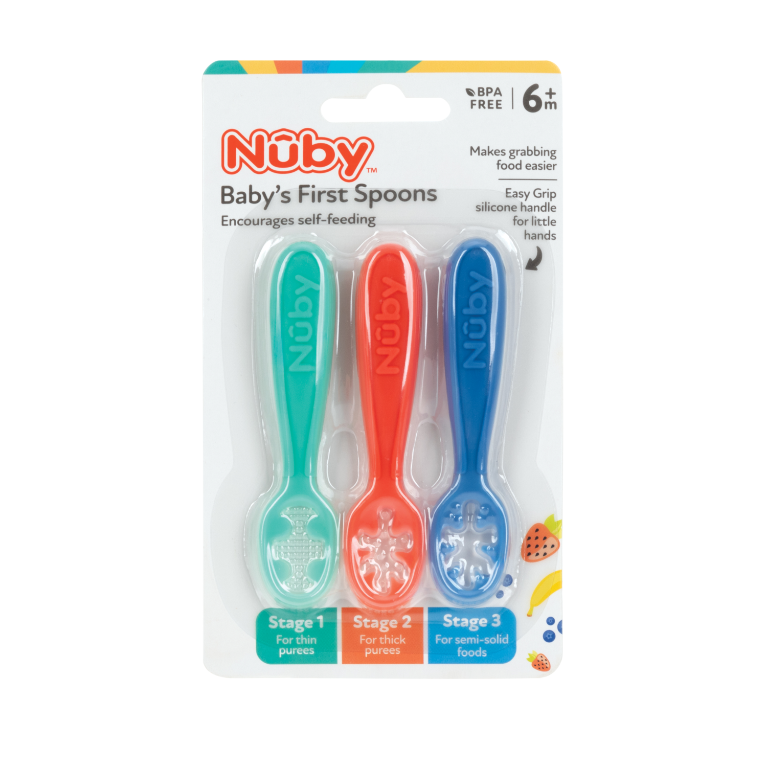 slide 1 of 3, Nuby 3 Stage Silicone Dipping Spoons 3pk., 3 ct