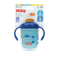Nuby Flip-It 2 Handled Insulated Multi-Function Submarine Cup, 7oz