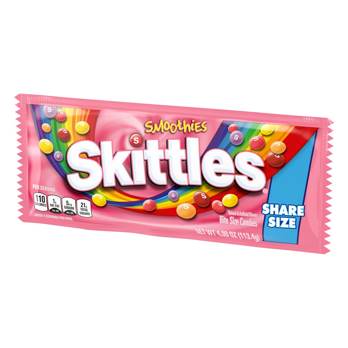 slide 3 of 7, SKITTLES Smoothies Chewy Candy, Share Size, 4 oz Bag, 4 oz