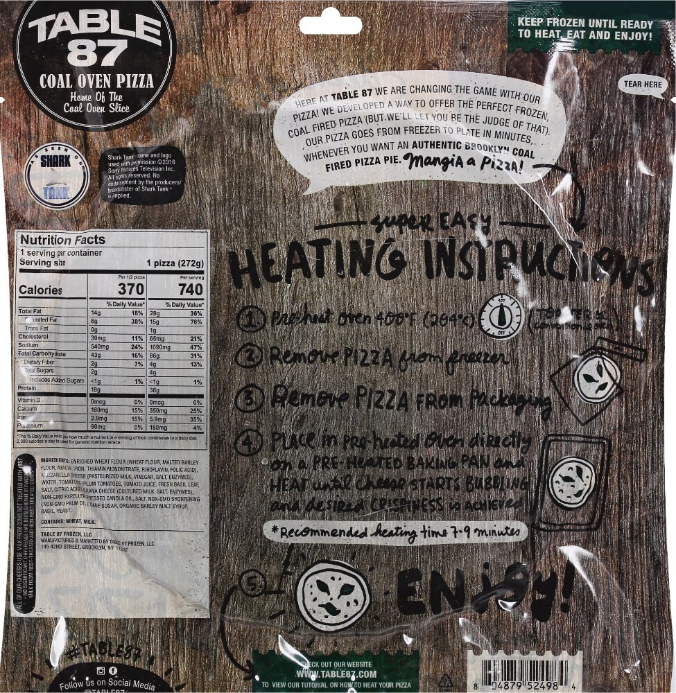 slide 2 of 2, Table 87 Coal Oven 10 Inch Margherita Pizza, 9.6 oz
