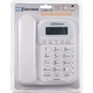 slide 1 of 1, Emerson Speakerphone With Caller Id, White, 1 ct