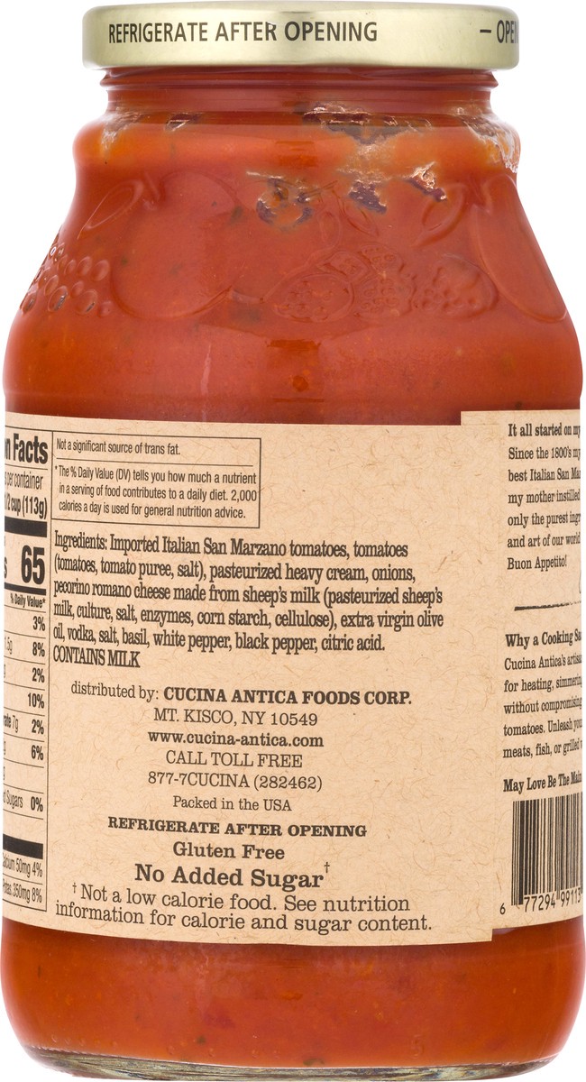 slide 11 of 13, Cucina Antica La Vodka Cooking Sauce 25 oz, 25 oz