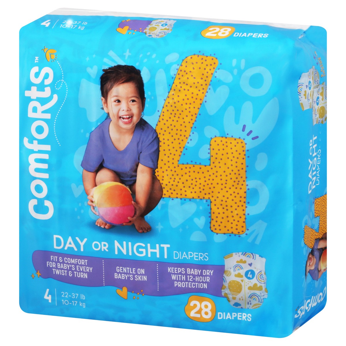 slide 2 of 13, Comforts Size 4 Day Or Night Baby Diapers, 28 ct