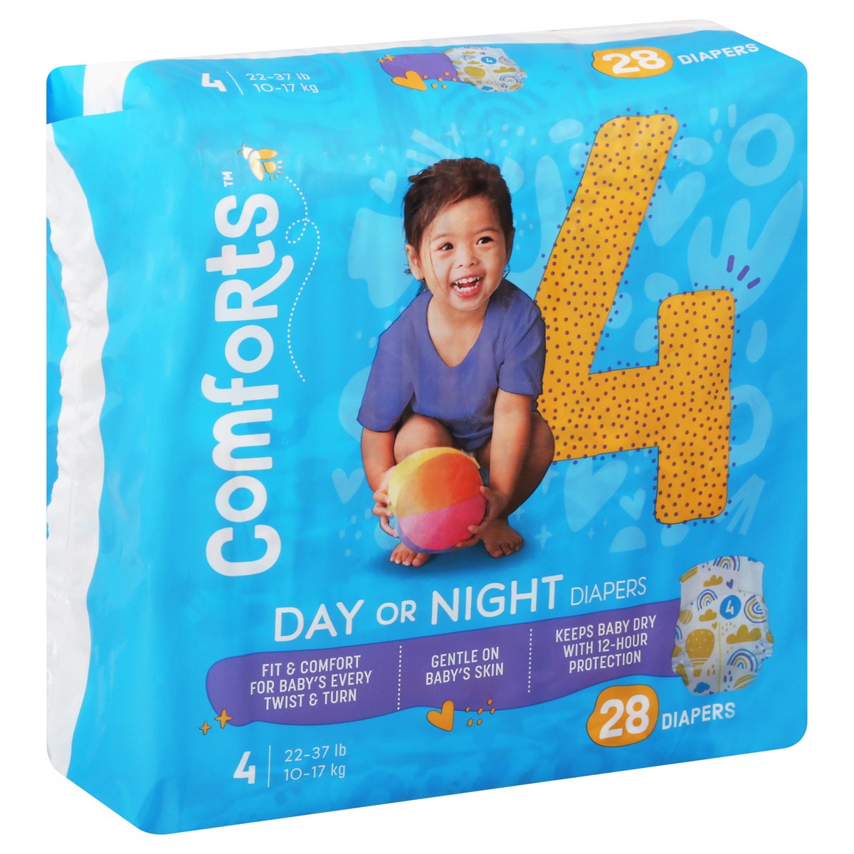 slide 5 of 13, Comforts Size 4 Day Or Night Baby Diapers, 28 ct