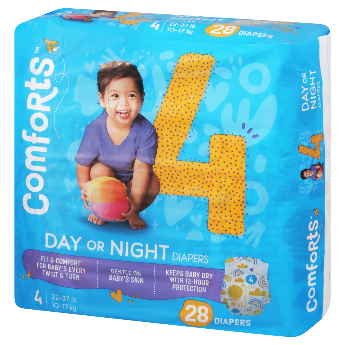 slide 9 of 13, Comforts Size 4 Day Or Night Baby Diapers, 28 ct