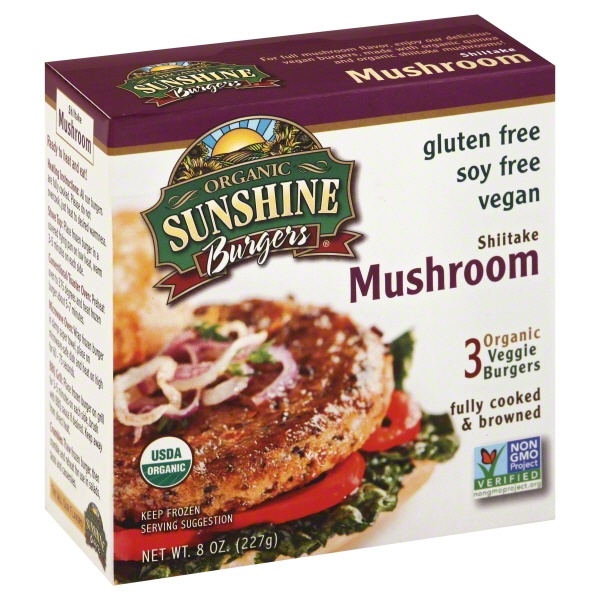 slide 1 of 1, Sunshine Burger Organic Shiitake Mushroom Burgers, 3 ct