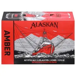 Alaskan Amber Alt Style Ale Beer 6-12 fl oz Cans