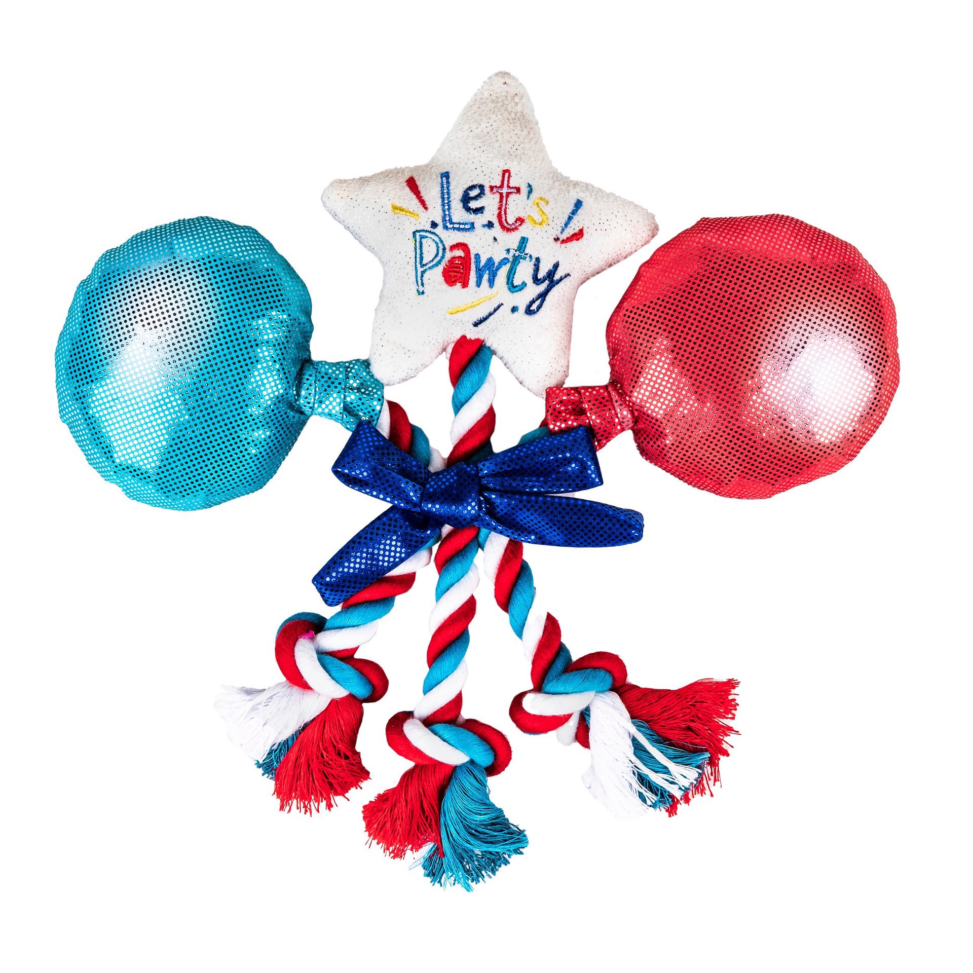 slide 1 of 1, Woof and Whiskers 3 Balloons Bunch Plush and Rope Dog Toy, 1 ct