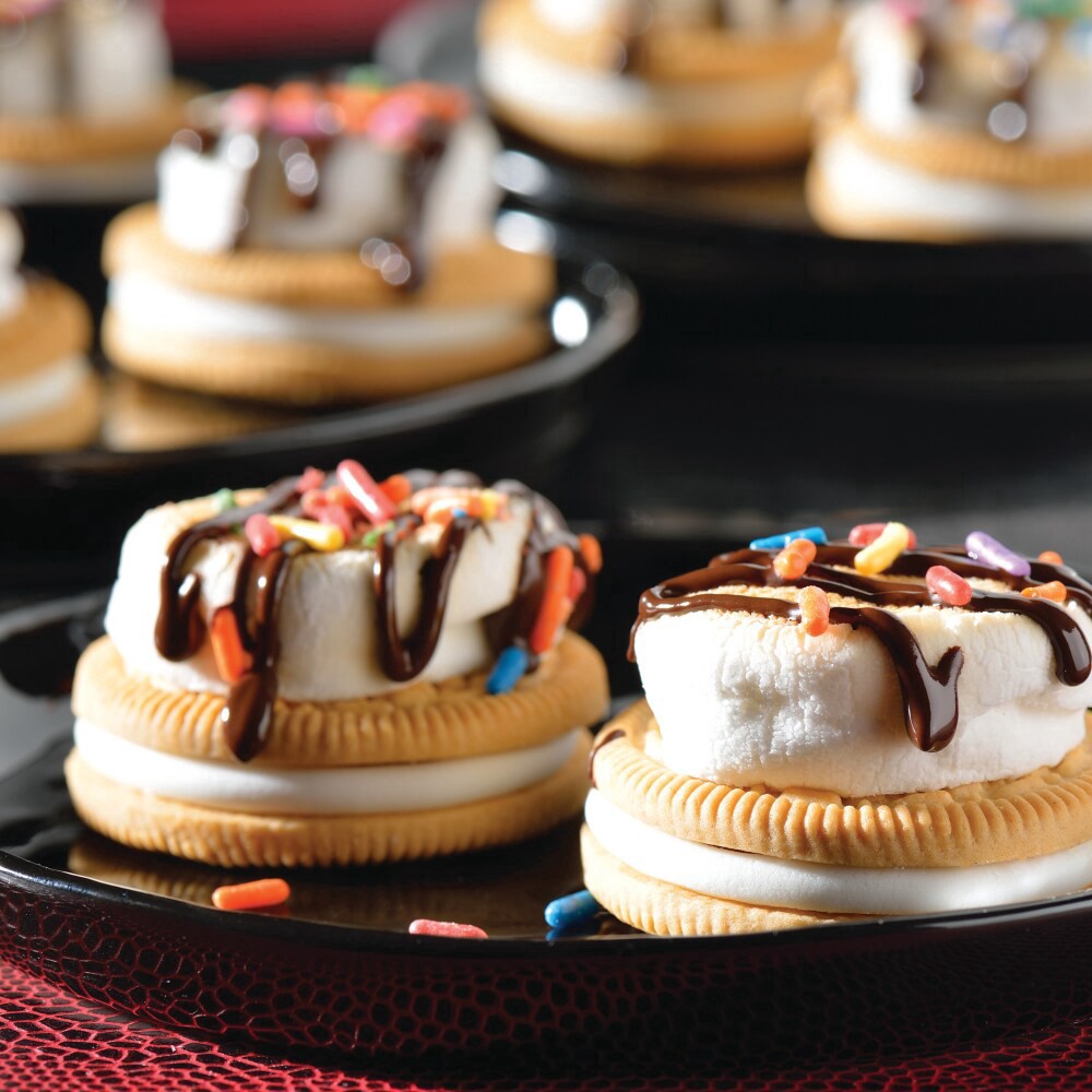 slide 2 of 6, OREO Double Stuf Golden Sandwich Cookies, 14.03 oz, 14.03 oz